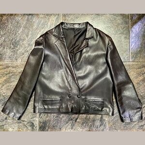 ✳️ Holt Renfrew Ladies Leather Jacket | Graphite | Size 10-12 (Canadian)